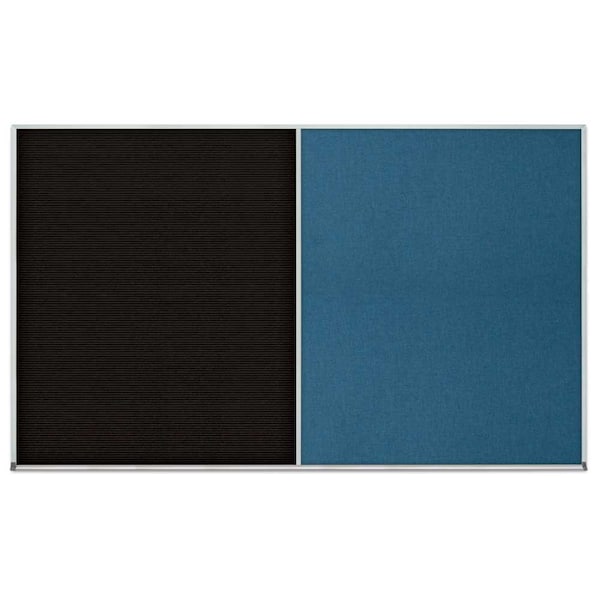 Triple Door Radius Corkboard, 72"x48", Bla, UV70055RC-BLACK-RUBBER